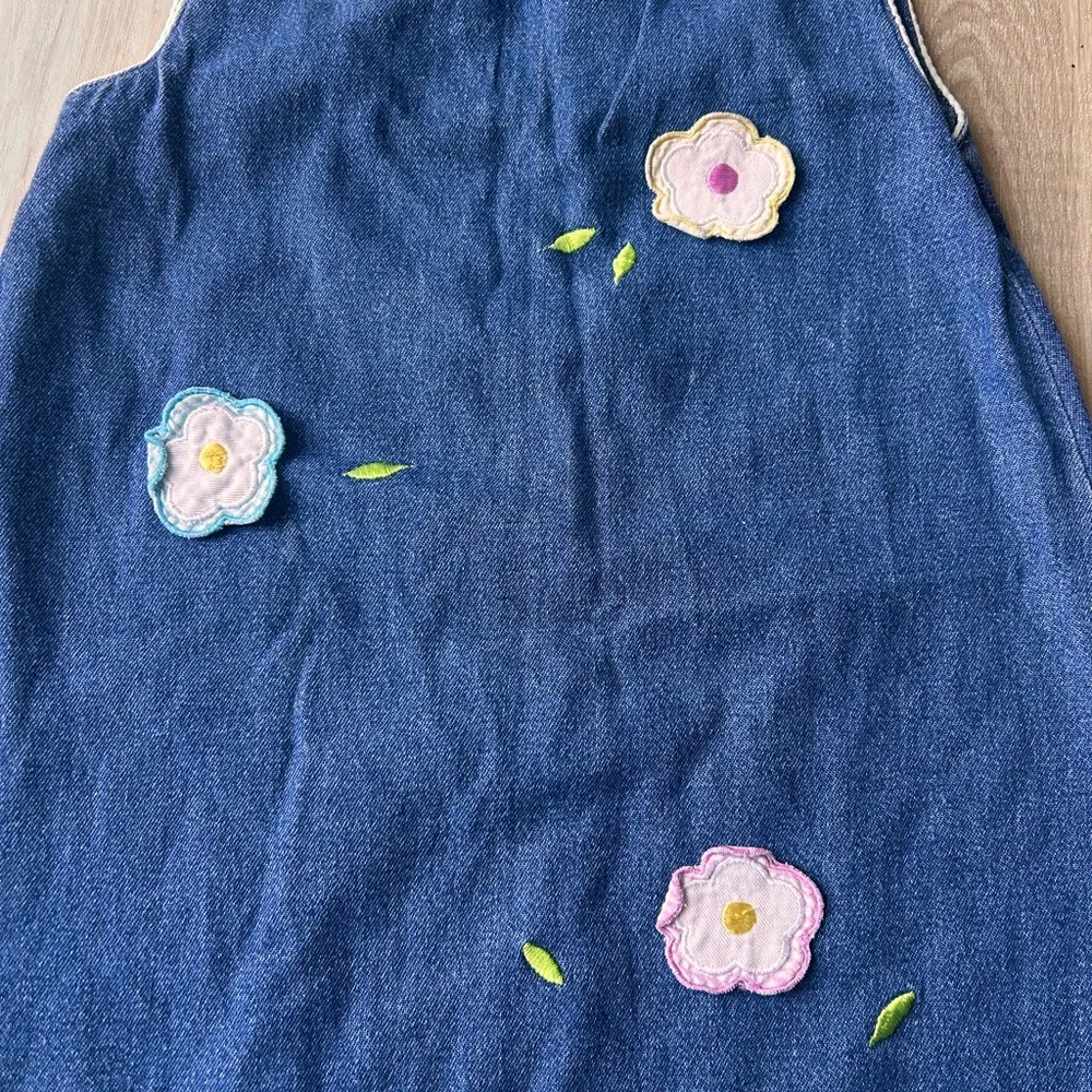 Vintage denim dress girls floral embroidered sundress Mayfair kids size 4t - Picture 2 of 6